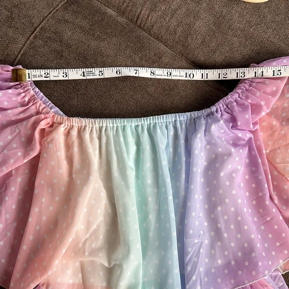 Off-Shoulder Pastel Rainbow Tiered Maxi Dress - Strapless Style - Picture 6 of 9